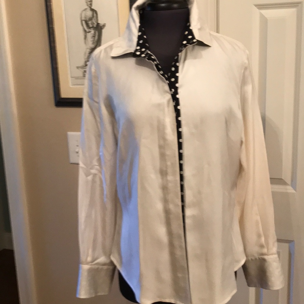 Blouse silk polka dot button line